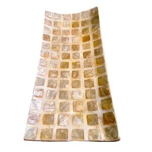 Sea Shell and Teak Wood Tray Bowl Centerpiece As Is